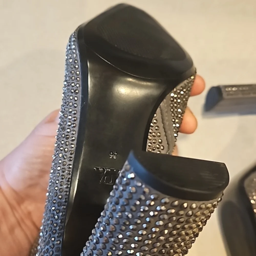 NEW! ZARA Embellished Rhinestone Heeled Ankle Boots 36=6.